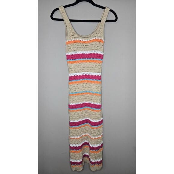 Paper Heart Dresses & Skirts - Womens Paper Heart Crochet Bodycon Midi Dress Tan, Turquoise, Pink, Orange Sz XS